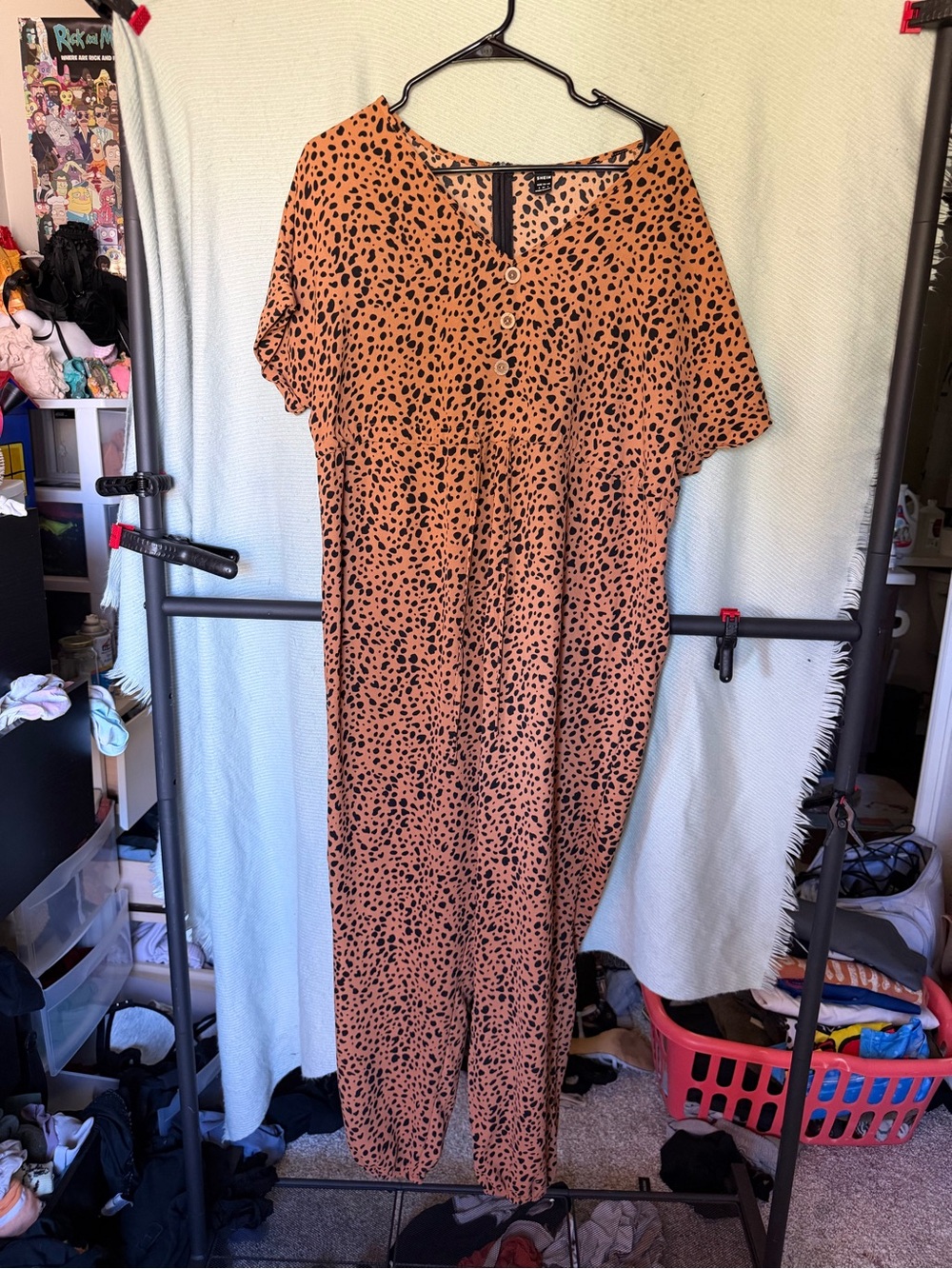 SHEIN Rust Orange & Black Spotted Jumpsuit